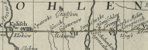 Auszug aus der deutsch-polnischen Reisekarte von 1751 (nach Homann)